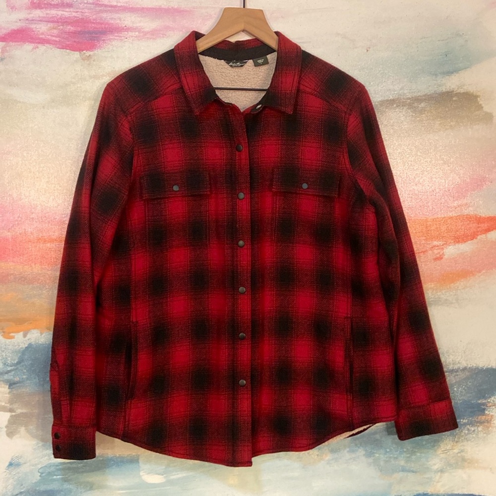 COPY - 🔥EC🔥2011 EddieBauer Wool/Fleece BuffaloCheck Snap Button 2 Pocket Shirt …